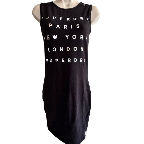 Superdry ~ Black Lace Trim Short Dress ~ size 6 (US) / S (UK) - Picture 1 of 16
